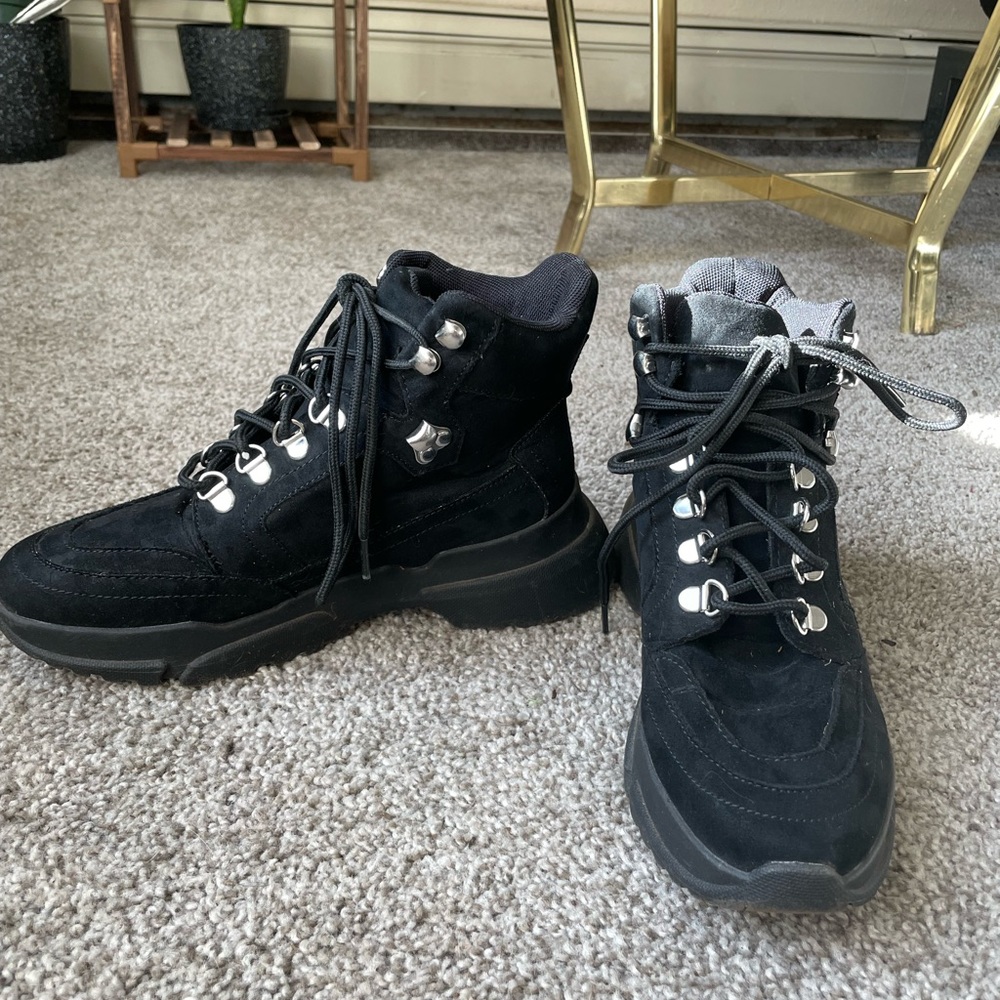 Black platform boots